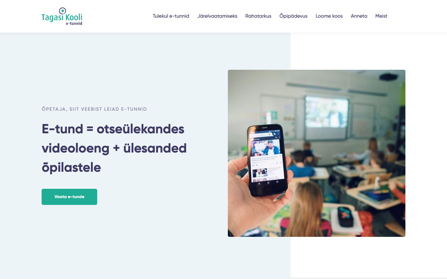 Tagasi Kooli e-tunnid veebilehe avaleht