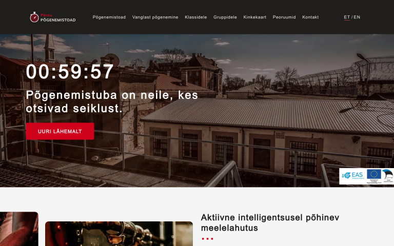 Põgenemistoad veebilehe avaleht