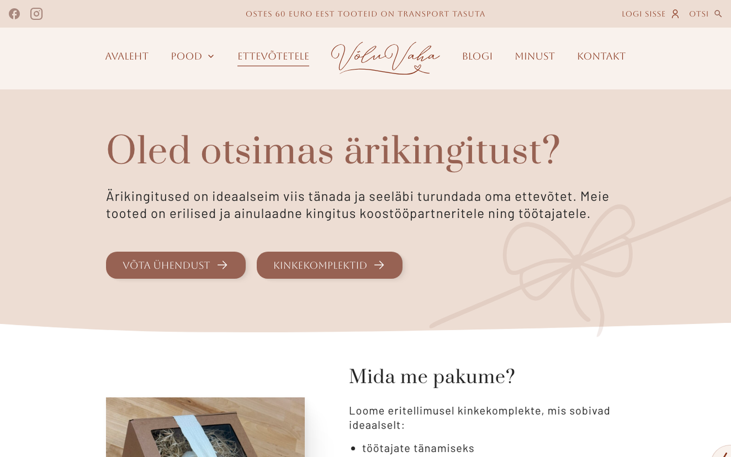 Võluvaha ärikingituste leht
